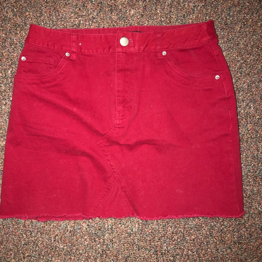 Red Denim Skirt